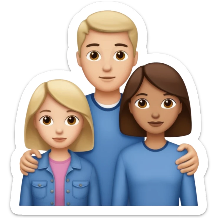 emoji of a family of 5: two adults, three teenagers sticker