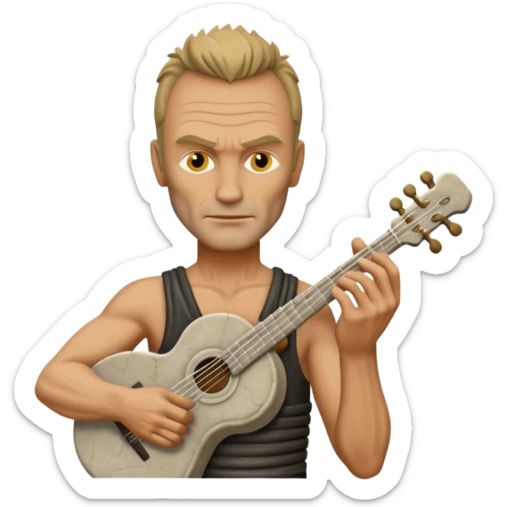 Cinematic realistic ultra HD - musician Sting as an antique stone sculpture sticker
