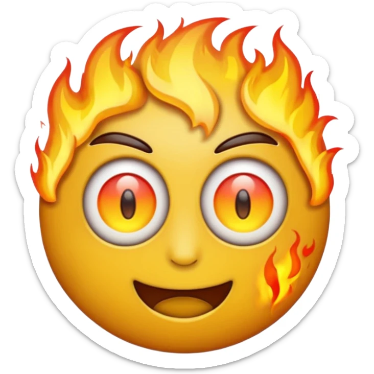 emoji with fire-eyes sticker