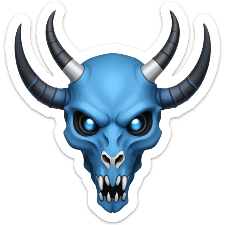 Shiny Dark Edgy  Inteleon-Amaura-Fakémon-hybrid-creature (full body) with a horned animal-skull-mask sticker