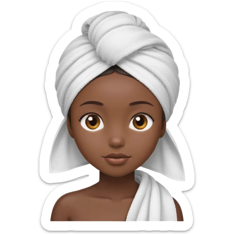 Black girl with a towel on her head nd a towel on her body sticker