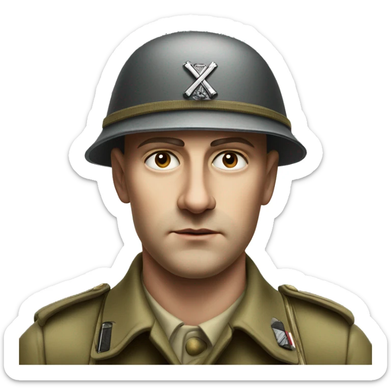 serious german soldier the middle of the XX century photorealistic  sticker