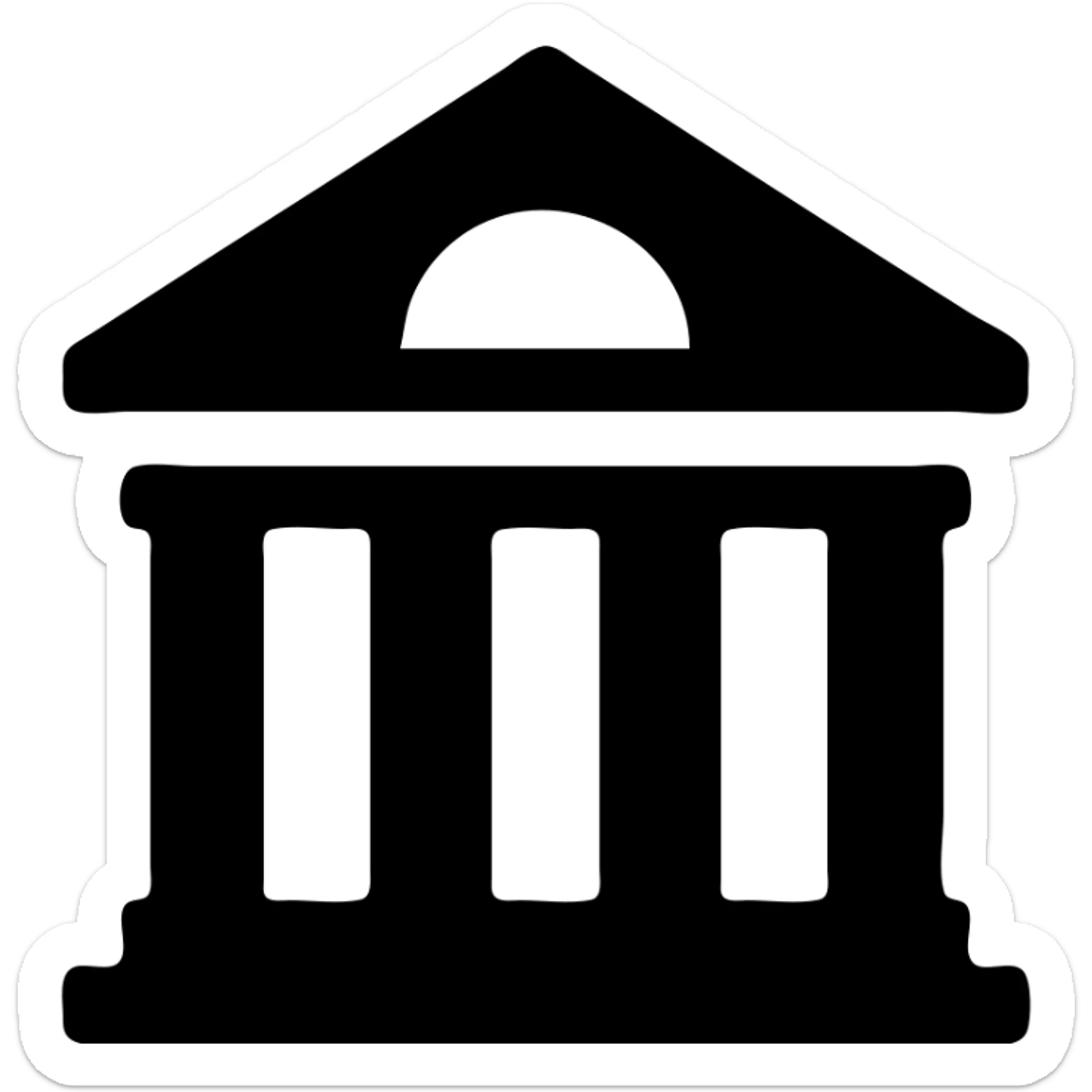 cultural building, theater or museum, black fill, concise silhouette, urban theme, uniform line thickness sticker