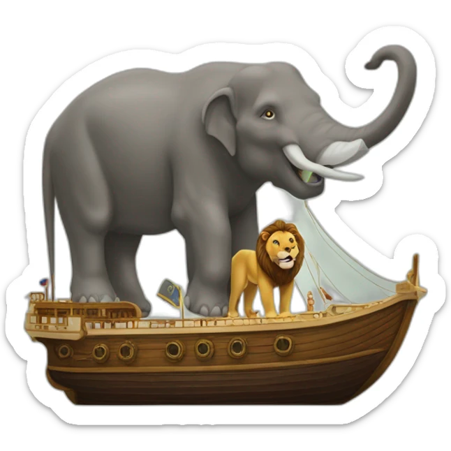 Un lièvre sur un mouton sur un lion sur un éléphant sur un Titanic sur un mégalodon sticker