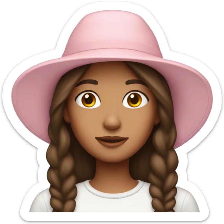 Brunette Girl with Pastell pink fisher hat sticker