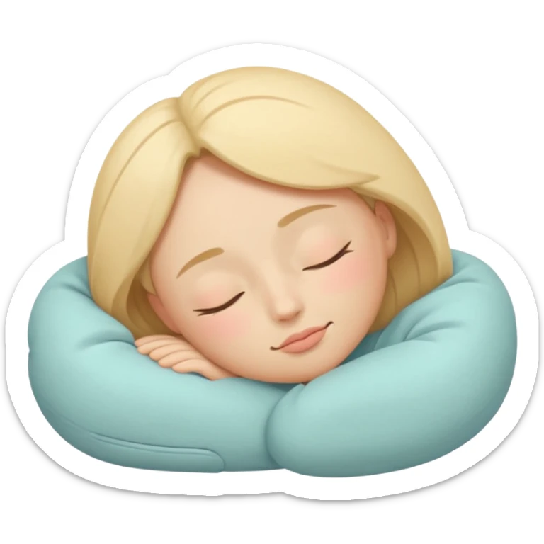 minimal flat emoji of a relaxed sleepy face,
closed eyes with soft curve,
peaceful expression,
gentle warm pastel colors,
calm wellness aesthetic,
no cartoon sleep symbols,
transparent background,
vector style
 sticker