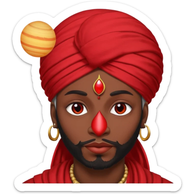 Pero solo con el planeta Saturno 🪐, un moro con turbante 👳🏾‍♂️ y la cara del diablo roja esta 👹 sticker