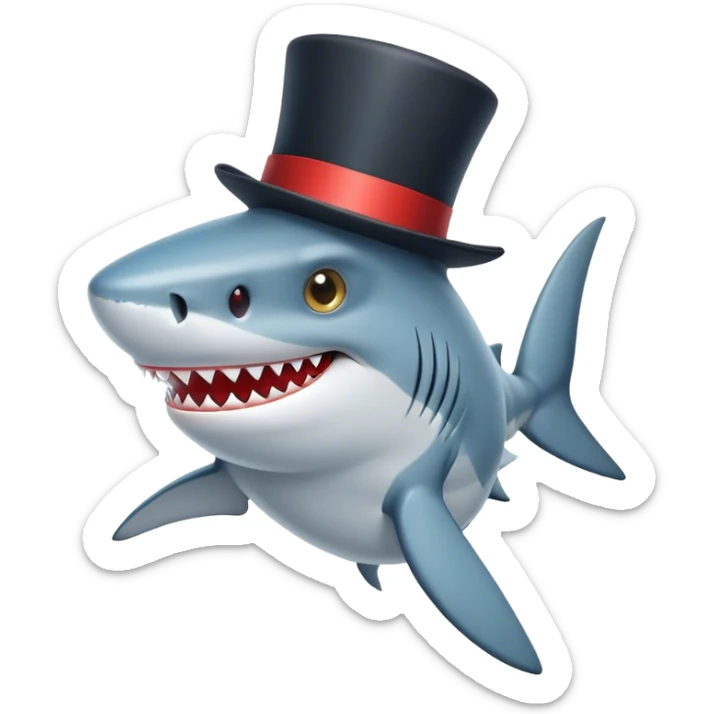 Shark with a top hat sticker