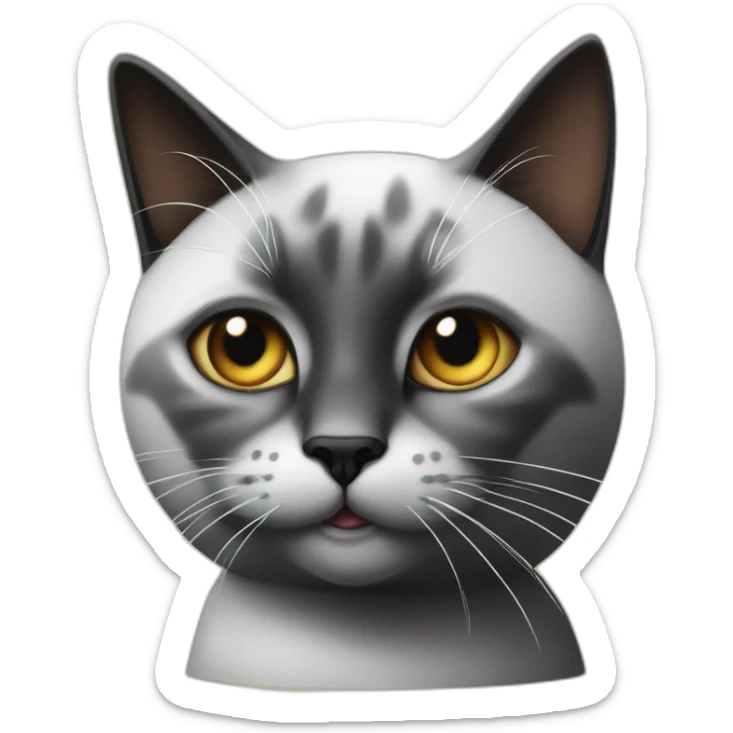 "La cara del gato es mitad negra y mitad blanca con una mancha negra en el cuarto inferior derecho sticker