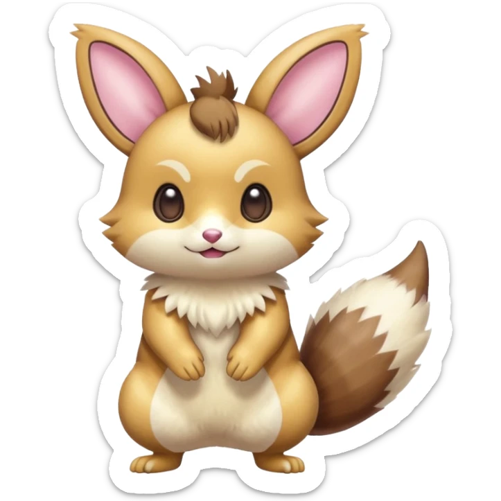 Kawaii Shiny Colorful Pastel-Furret-Emolga-Eevee-fusion Full Body sticker