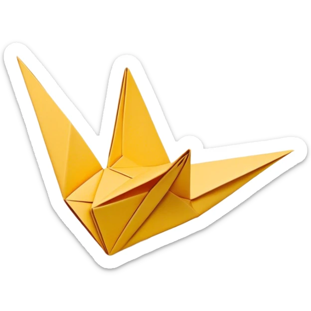 Cinematic Realistic depiction of an elegant origami creation, rendered with delicate paper textures and intricate folds, set on a minimalist background with soft, diffuse lighting that accentuates its artistic precision sticker