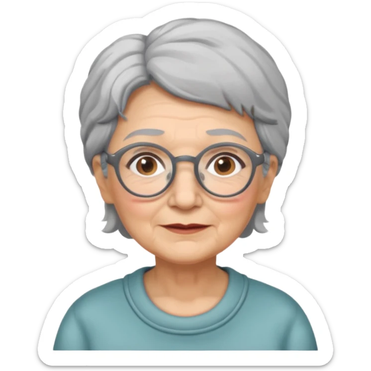 grandmother with glasses and gray hair, grizzle sticker