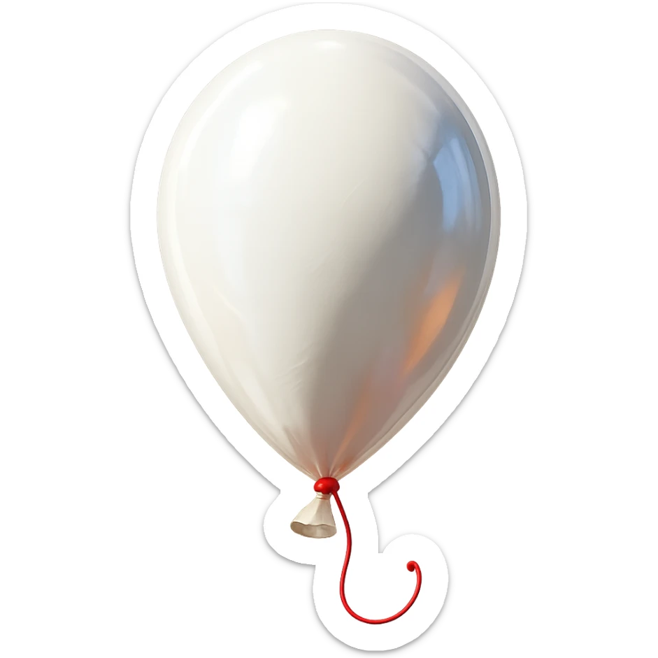 white balloon with a pink string sticker
