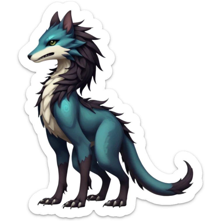 badass elegant wild beautiful natural badass futuristic epic exotic anthro modern furry cyborg-sergal-vernid-creature, full body, dark-brown-black-gradient pretty hair, with a long tufted tail, aesthetic, art by LiLaiRa, art by art by Falvie sticker