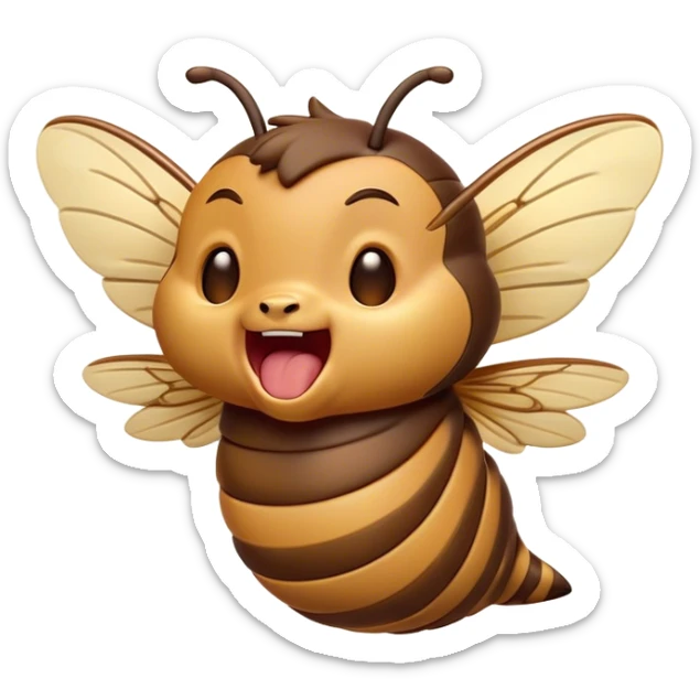 Cinematic Cute Yawning Hornet Portrait Emoji, Head tilted slightly with a dramatic, wide-open yawn, showcasing a small, striped body with softly drooping wings and sleepy, half-closed eyes, Simplified yet irresistibly adorable features, highly detailed, glowing with a soft, cozy glow, high shine, relaxed yet expressive, stylized with a dash of whimsical insect charm, soft glowing outline, capturing the essence of a drowsy yet affectionate hornet that appears ready to stretch out for a nap! sticker