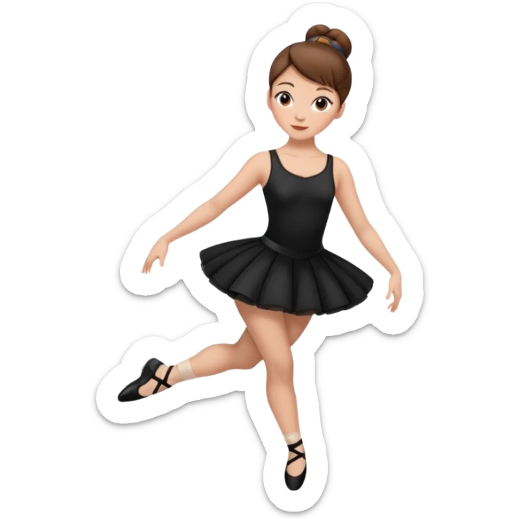 menina cabelos castanhos pele branca com coque vestida de roupas de jazz e sapatilhas pretas sticker