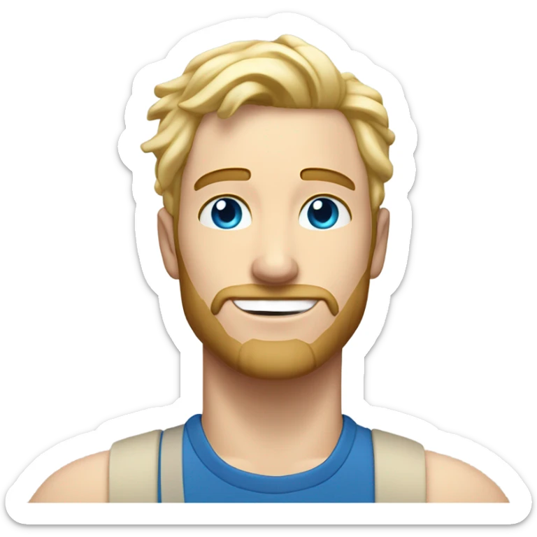 full body raised arms light curl blonde 30yo man blue eyed pale skin sticker