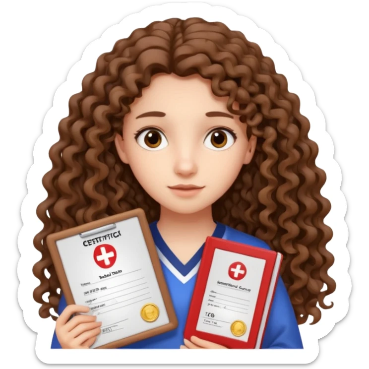 A girl with long curly brown hair very sadly shows an IELTS certificate with a score of 3.0 sticker