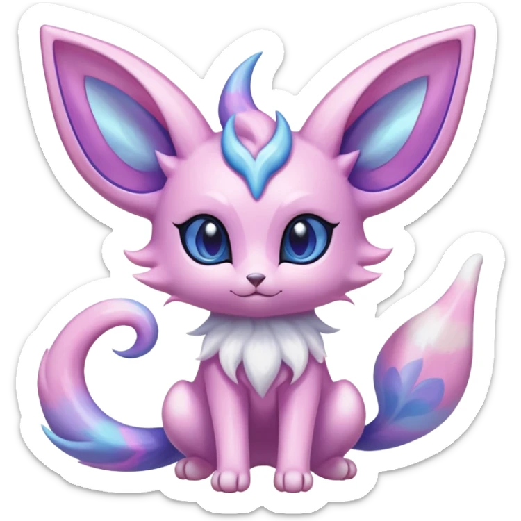 Shiny Exotic Cute Nebulae Ethereal Espeon-Sylveon-Meowstic-Hybrid-Creature with pattern-markings sticker