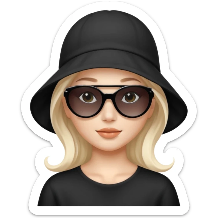 White girl with a white skincare face mask on, sunglasses and a black bonnett covering her hair sticker