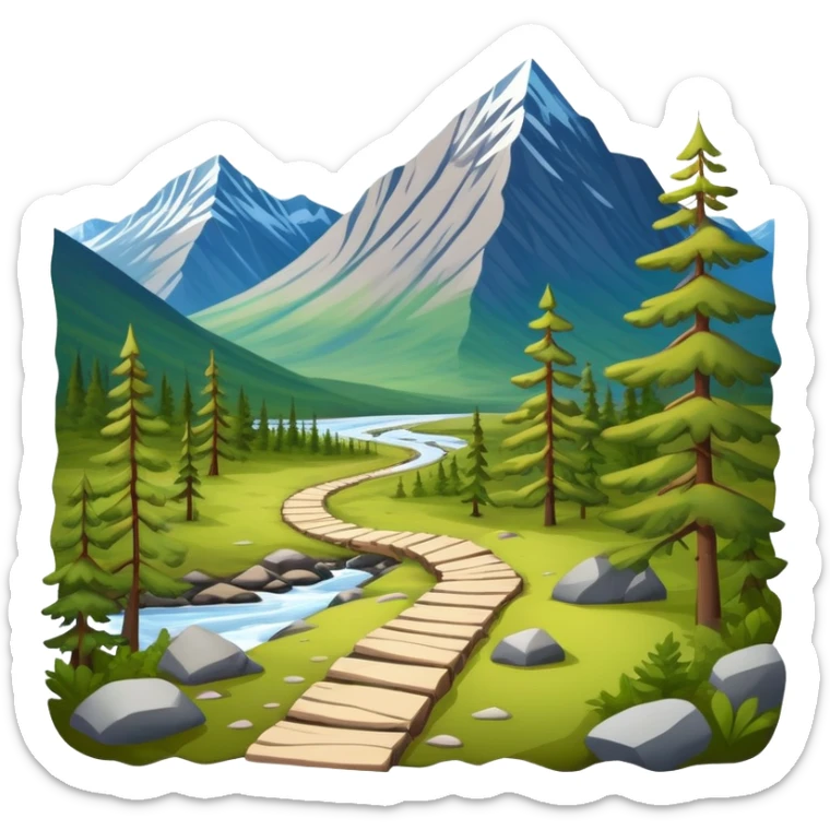Kungsleden hiking trail in Swedish Lapland with mountains and forests sticker