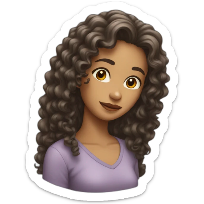 girl with long curly hair sticker