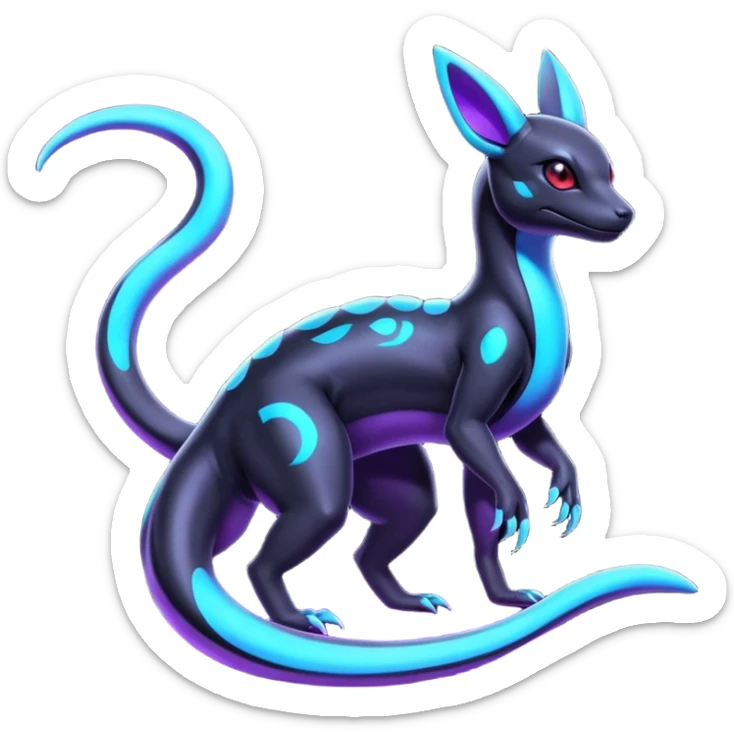 Shiny Cool Futuristic Salandit-Umbreon-Fakémon-hybrid-creature (full body)  sticker