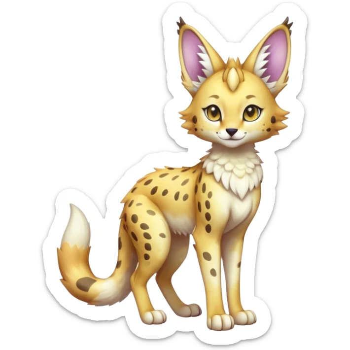 Cute Kawaii Epic Ethereal Sparkly Colorful Sergal-Serval-Vernid full body sticker