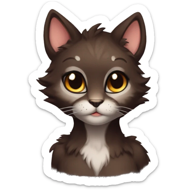 Anthro Shy Cute Cool Edgy Pretty Dark Brown Furry Feline Animal Anthro Sona sticker