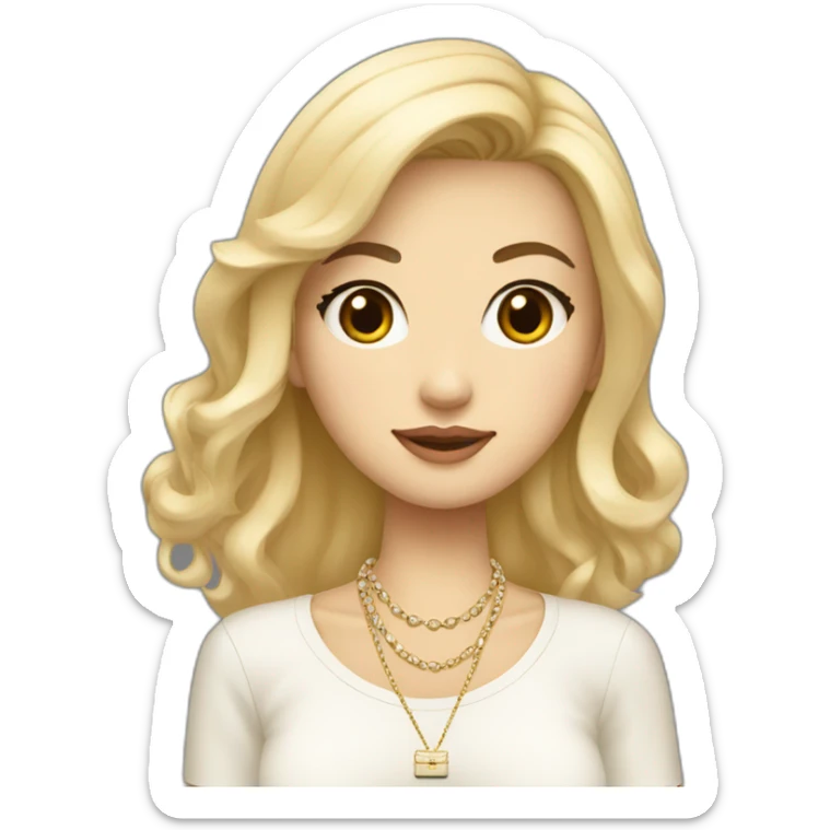 Blonde Asian girl with Birkin bag and Chanel necklace sticker