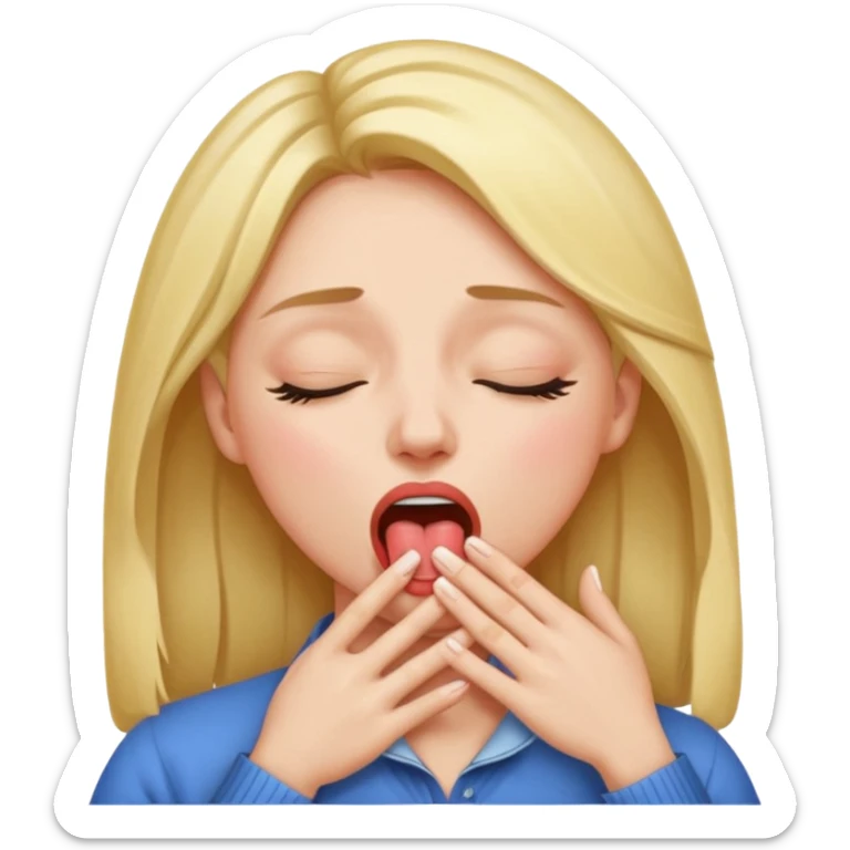 A female closing her eyes sticking out her tongue and grabbing her throat with both hands  sticker
