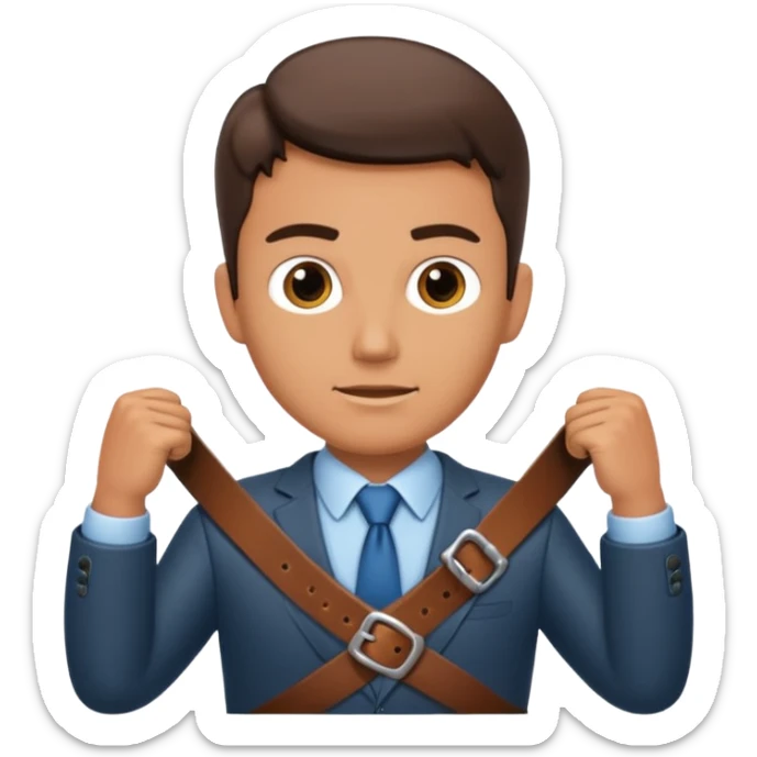 Sexy handsome kinky businessman Holding a belt menacingly sticker