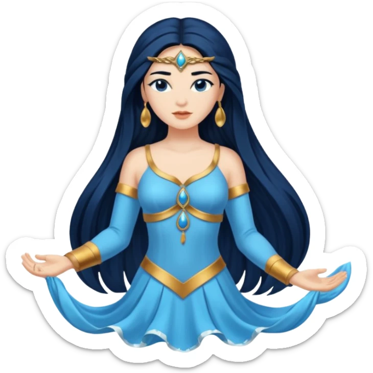 Salacia, Salt Water Goddess from Rome Mythology with long black hair, blue outfit sticker