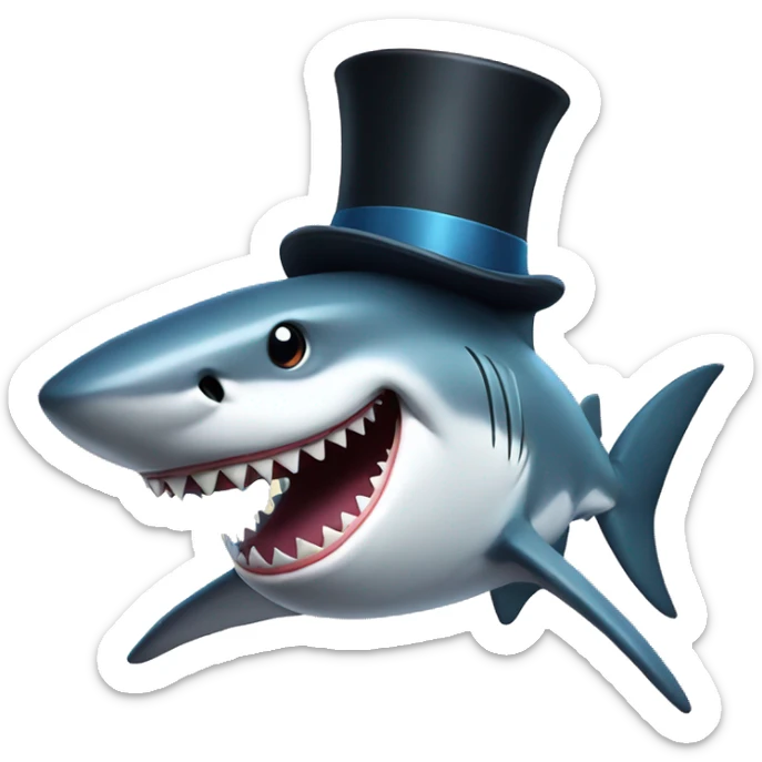 Shark with a top hat sticker