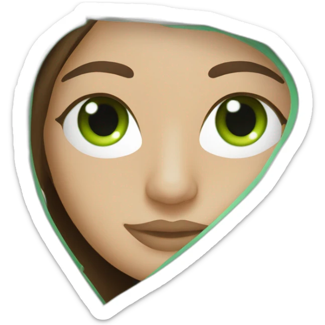 lasik eye surgery mask with dark brown long straight hair green eyes sticker