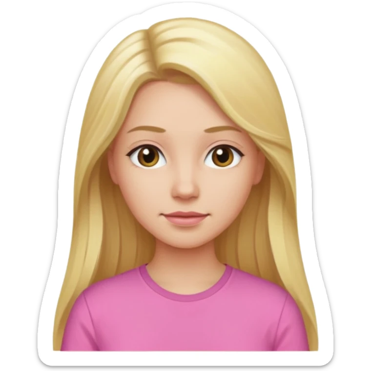 woman with long blonde hair, wear pink shirt sticker
