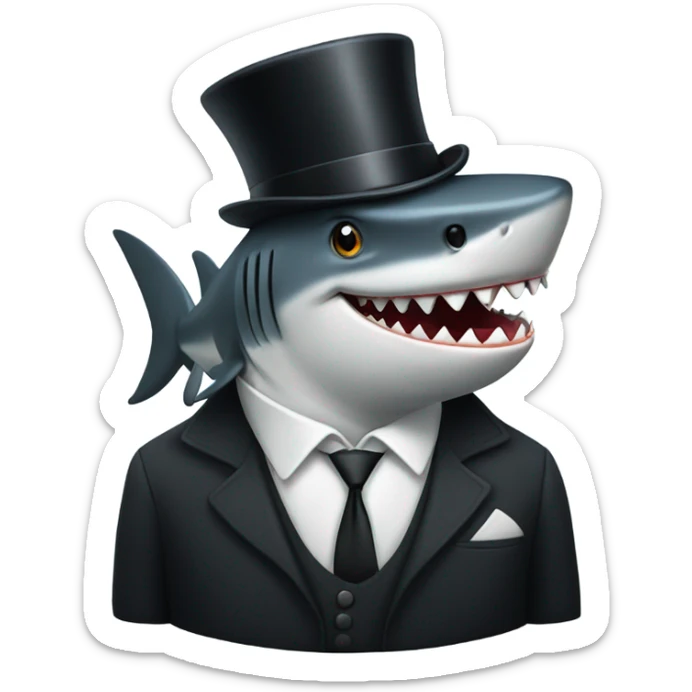 Shark with a top hat sticker