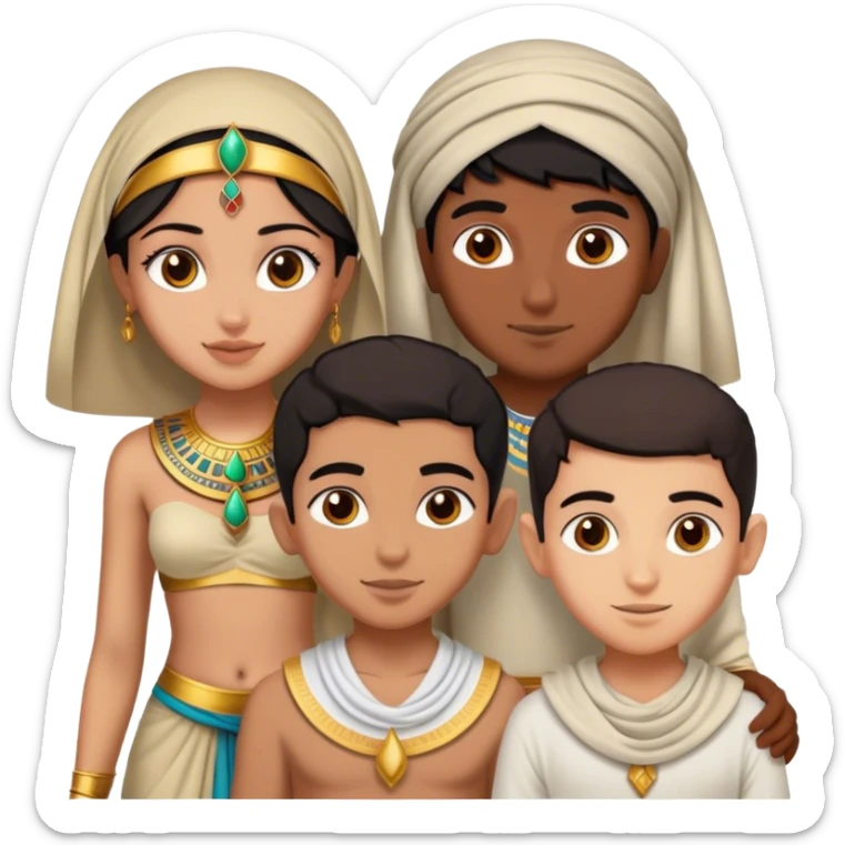 4 bestfriends, 1 south adian girl, 1 Egyptian boy, persian girl 1 moroccan boy 1 black boy sticker