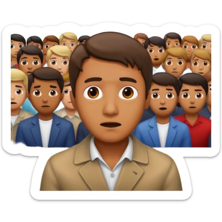 a famous artist FEELING FEAR, with the audience BEHIND HIM sticker