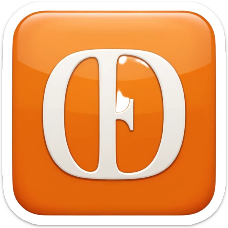 make me an emoji of a orange square with a white E in the center large E must have times new roman font sticker