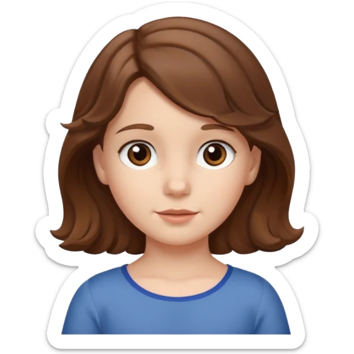3yr old very white girl with wavy brown hair in front of the sholders and brown eyes sticker
