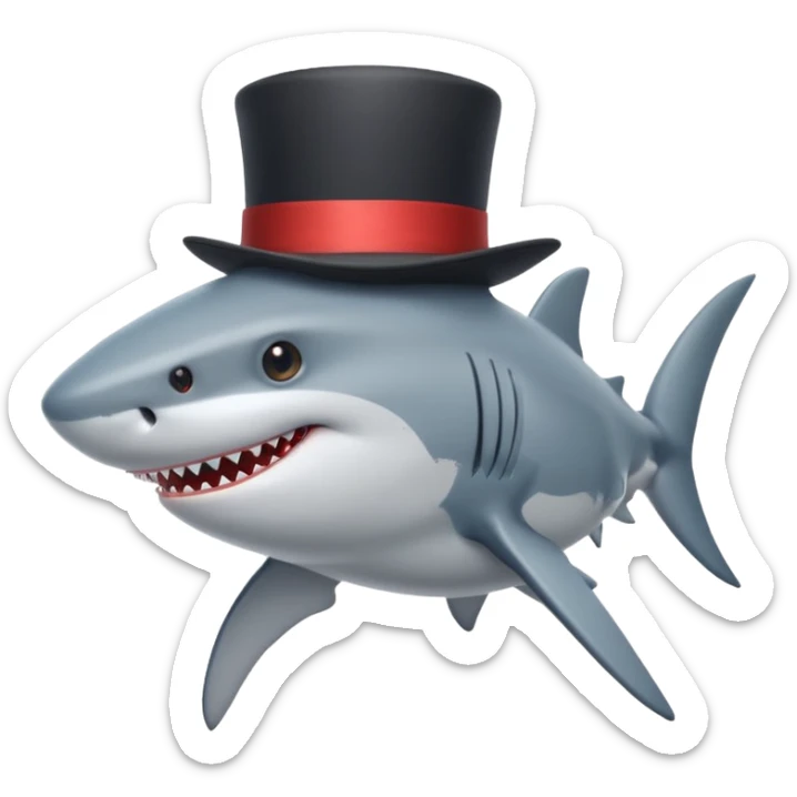 Shark with a top hat sticker