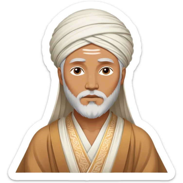 Cinematic Realistic Rumi Portrait Emoji, depicted as a mystical poet with soulful eyes and flowing traditional robes, rendered with delicate textures and ethereal soft lighting that captures his transcendent spiritual wisdom. sticker