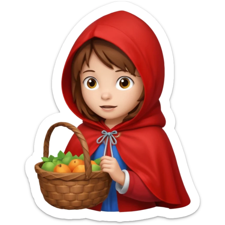little red riding hood with brown hair 6 years old girl sticker