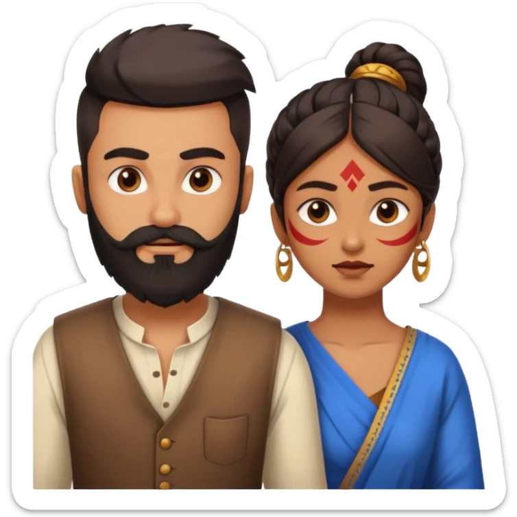 brother and sister fighting modern culture naughty  - indian skin and hairstyle - men beard - fight and love sticker