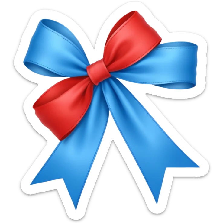 Cadeau rouge et bleu et avec dessus un bandeau avec marqué en texte  : cadeau à la clé  sticker