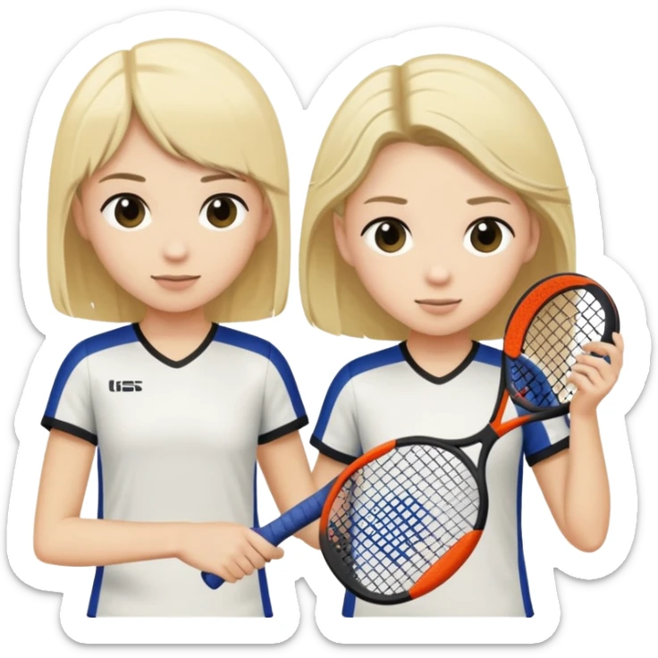 Two friends, one with blonde hair and the other with black hair, are playing padel. sticker