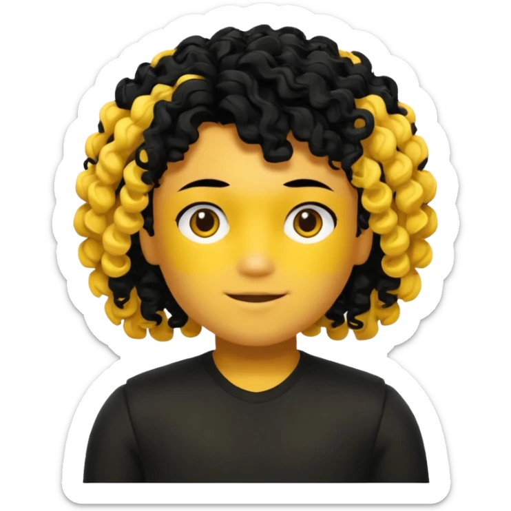 his skin is yellow he has curly hair he is from roblox his name is Shedletsky sticker