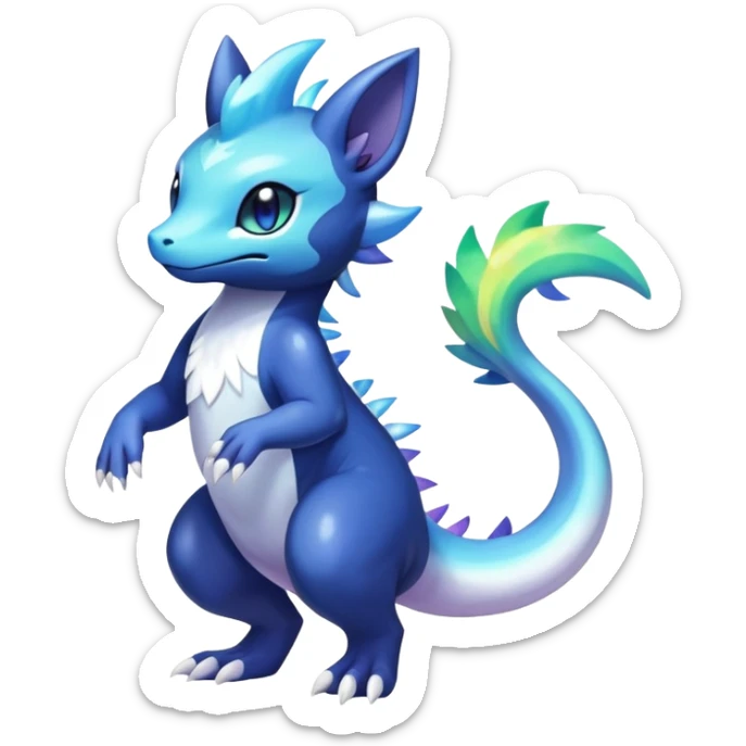 Rainbow crystal mix Shiny pastel Salandit-Meowstic-Noibat-Fakémon-hybrid-creature (full body)  sticker