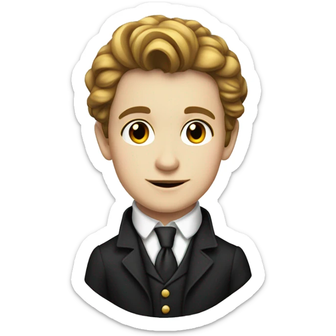 A young European writer of the 19th century in a black jacket, tie and white shirt sticker